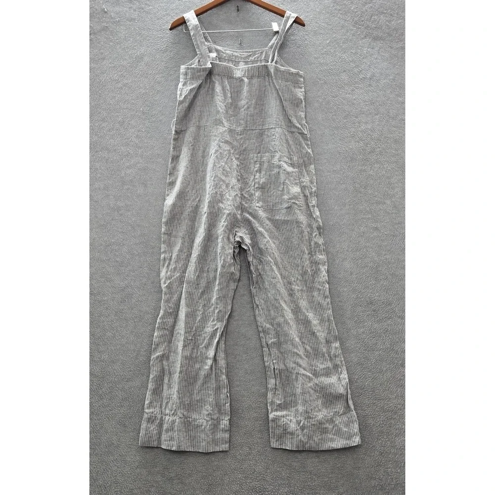 Everlane‎ Women Overall 6 Gray Linen Striped Jumpsuit Coastal Beach 24